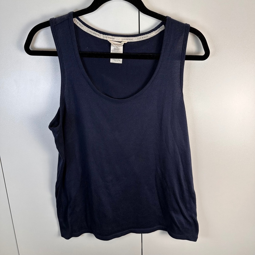 Lucky Brand Tank Top‎ Women's Large Sleeveless Navy Blue Casual Everyday Basic